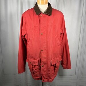 Lands' End XL Tall Canvas Barn Jacket Brick‎ Orange Red Flannel Lined